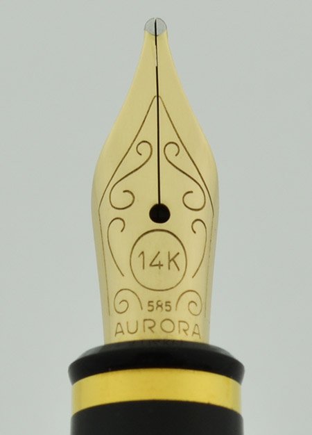 Aurora 88 PC 811 Fountain Pen - Black w Gold Lined Cap, 14k Broad